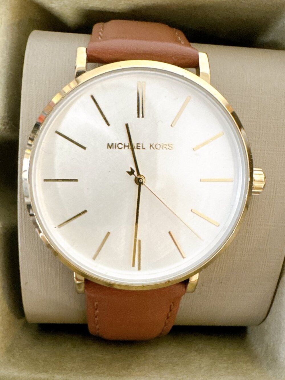 Michael Kors Pyper MK7149 Gold Stainless Steel Brown Leather Watch